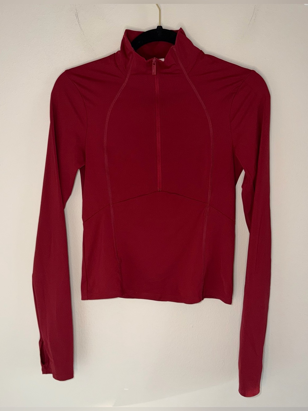 PINK Activewear Women's Long-Sleeve Half-Zip Top - Deep Red